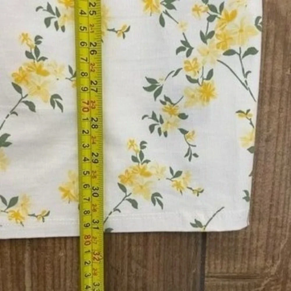 Trixxi Floral Mini Dress Womens Large White Yellow Tie Shoulder Square Neck NEW